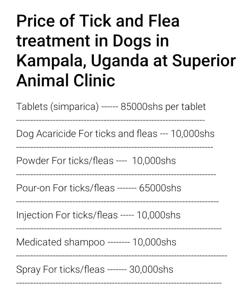 Cost of tick and flea treatment among dogs in Kampala