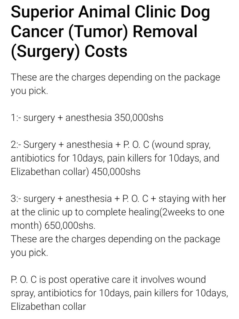 Superior Animal Clinic Dog Cancer (Tumor) Removal (Surgery) Costs