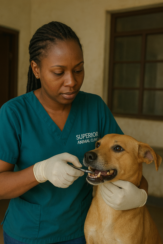 Dog oral emergency treatment in Makindye Kampala Uganda by licensed veterinarian