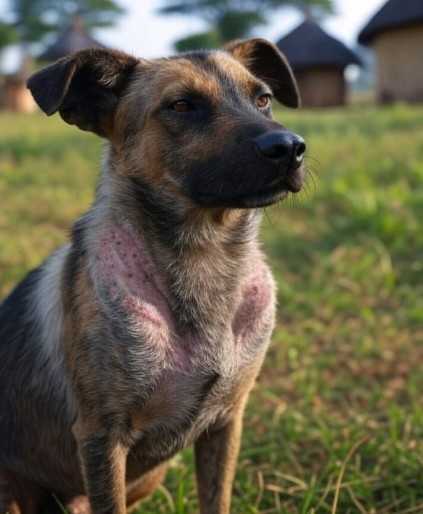 Dog scratching due to allergies – treated in Kampala at Superior Animal Clinic