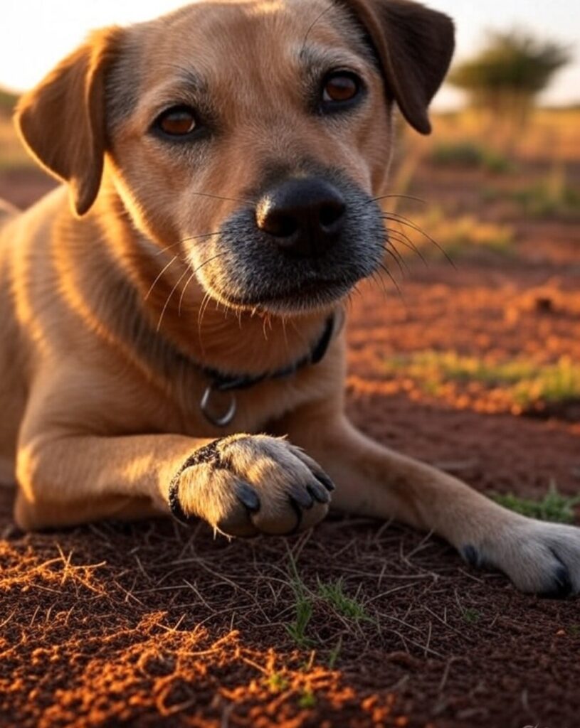 Swollen dog paw after snake bite – treated at Superior Animal Clinic Makindye