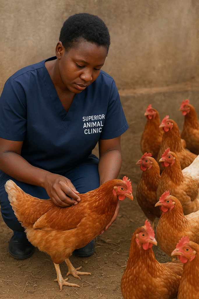 Backyard chicken health check at Superior Animal Clinic Makindye Kampala