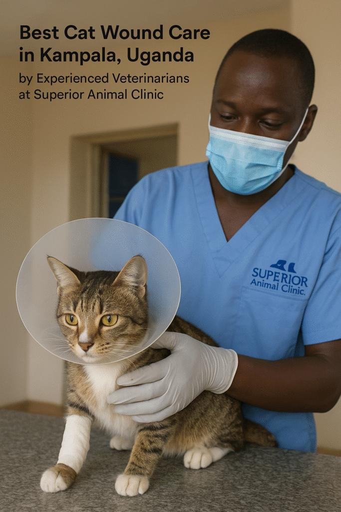 Emergency treatment for cat with swollen abscess in Kampala at Superior Animal Clinic