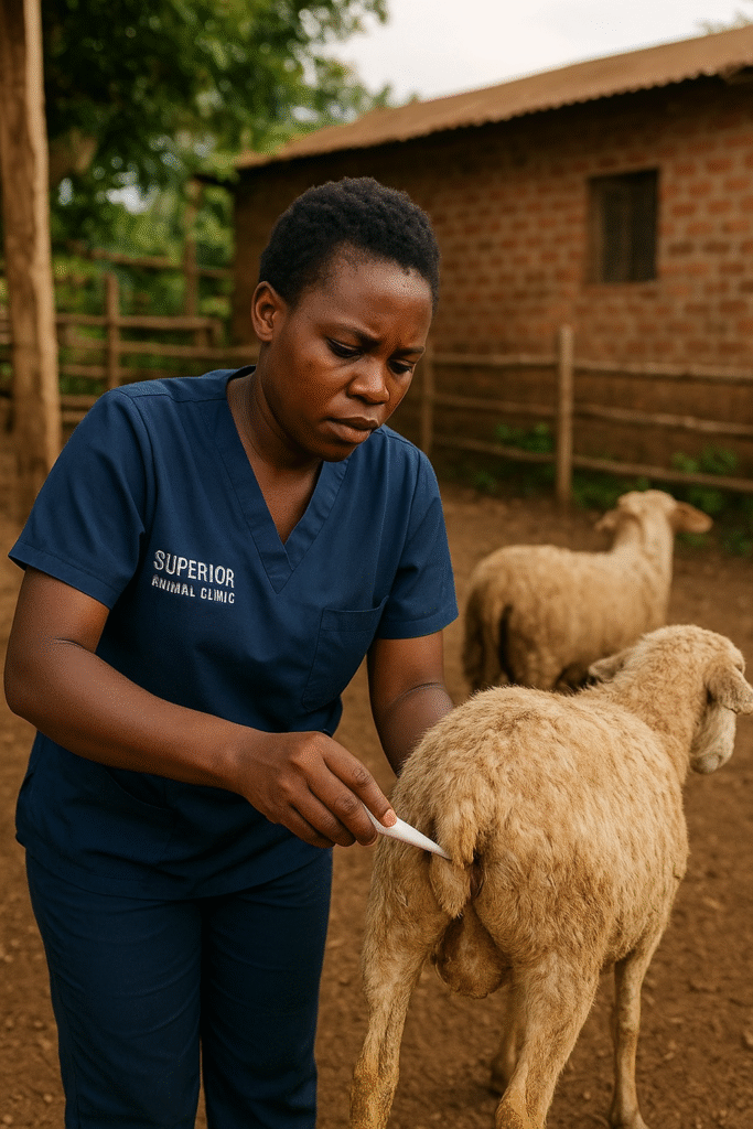 Mobile sheep vet visiting farm in Muyenga Kampala Uganda