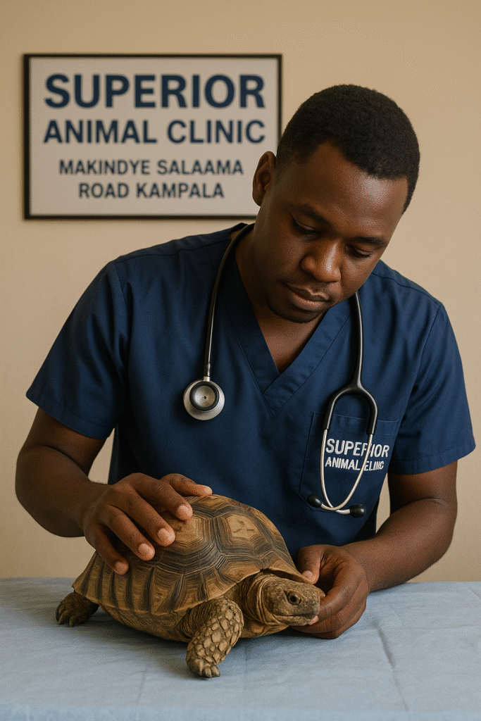 Pet tortoise health checkup at Superior Animal Clinic Makindye Salaama Road Kampala
