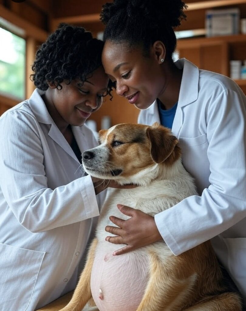 Veterinarian in Kampala examining a dog with bloat at Superior Animal Clinic in Makindye