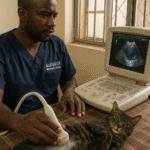 Cat ultrasound scan for urinary problems at Superior Animal Clinic Kampala
