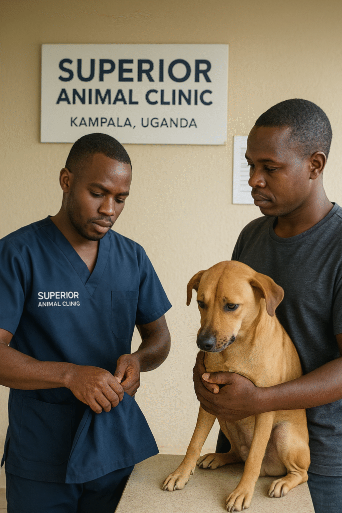 Dog owner seeking veterinary care for a dog not eating in Bugolobi Kampala Uganda