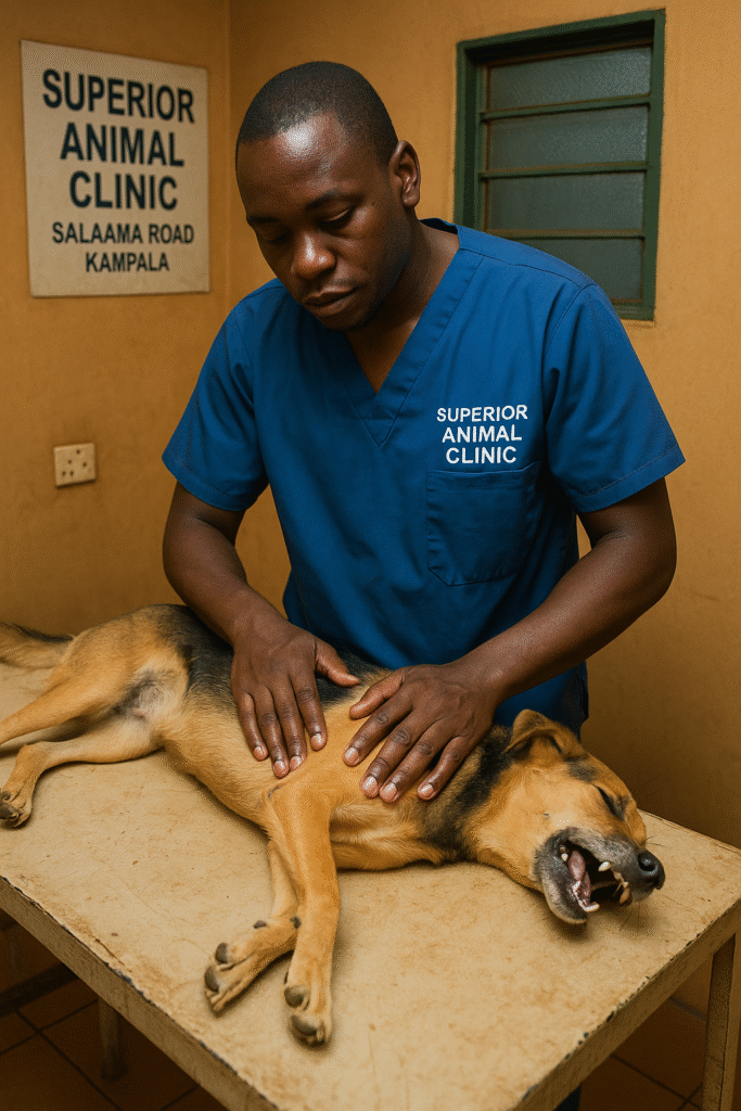 Dog seizure emergency treatment at Superior Animal Clinic Salaama Road Kampala Uganda