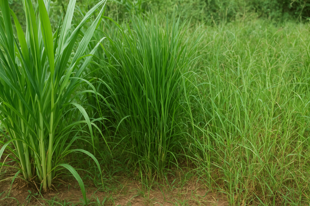 Napier grass, spear grass, and roadside grasses commonly eaten by cats in Kampala, Uganda