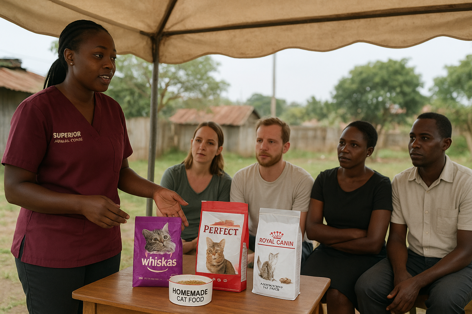 Veterinarian recommending best cat food brands in Kampala Uganda