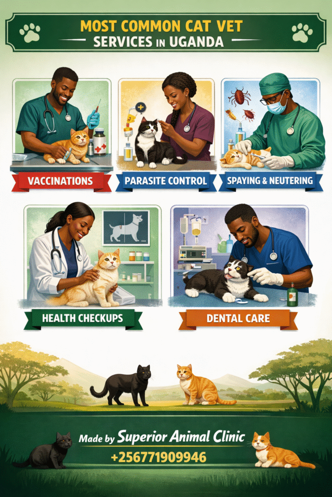 Common cat vet services in Uganda by Superior Animal Clinic