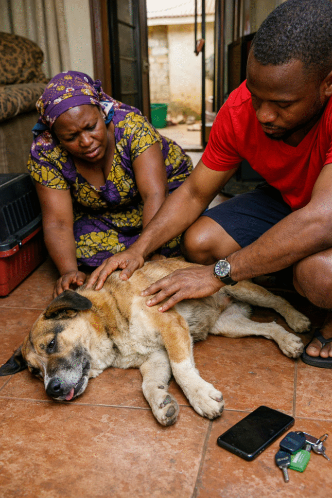 Dog collapsing suddenly at home in Kampala Uganda emergency veterinary situation