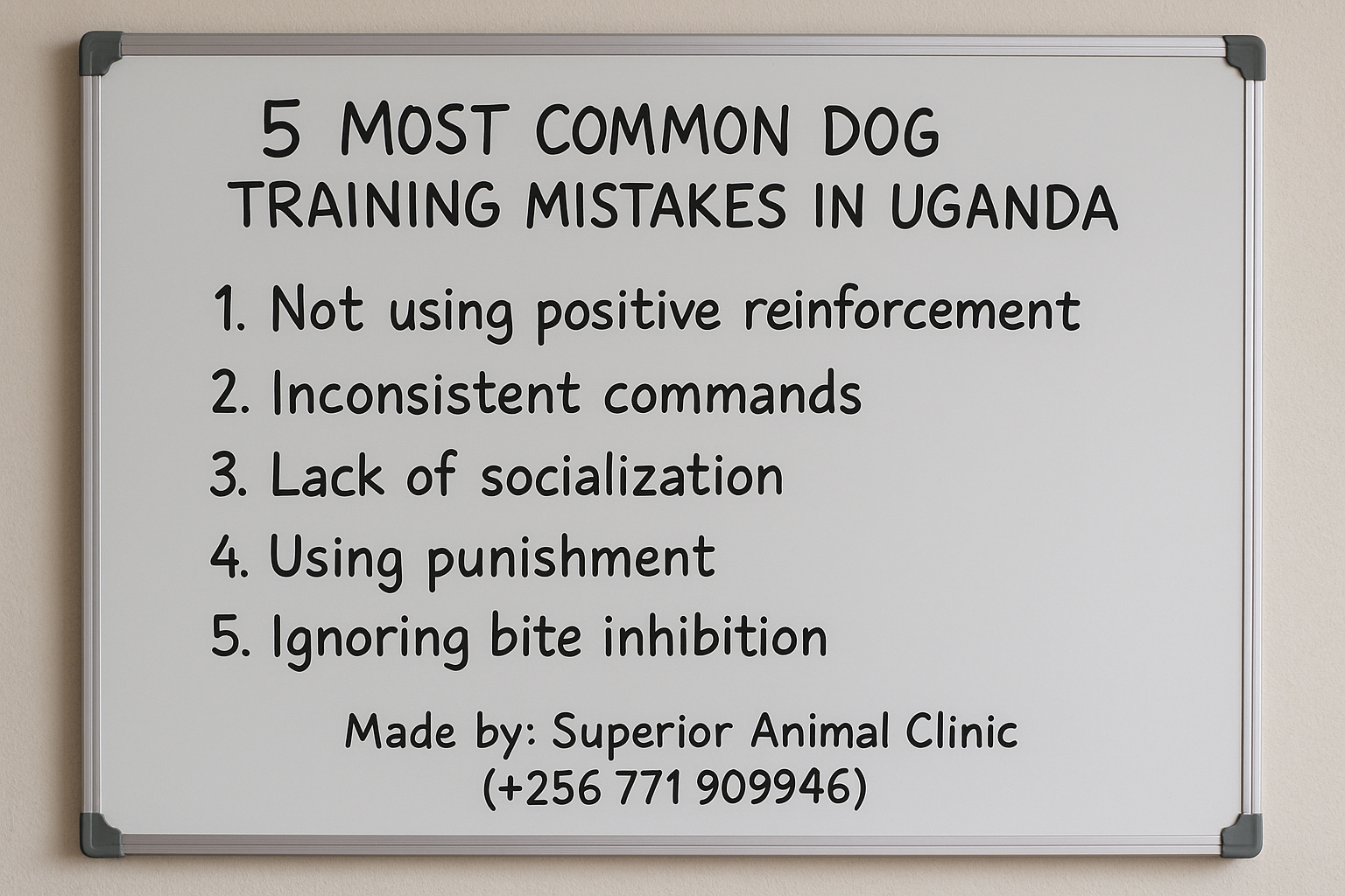 Dog training in Kampala – correcting common behaviour mistakes at Superior Animal Clinic