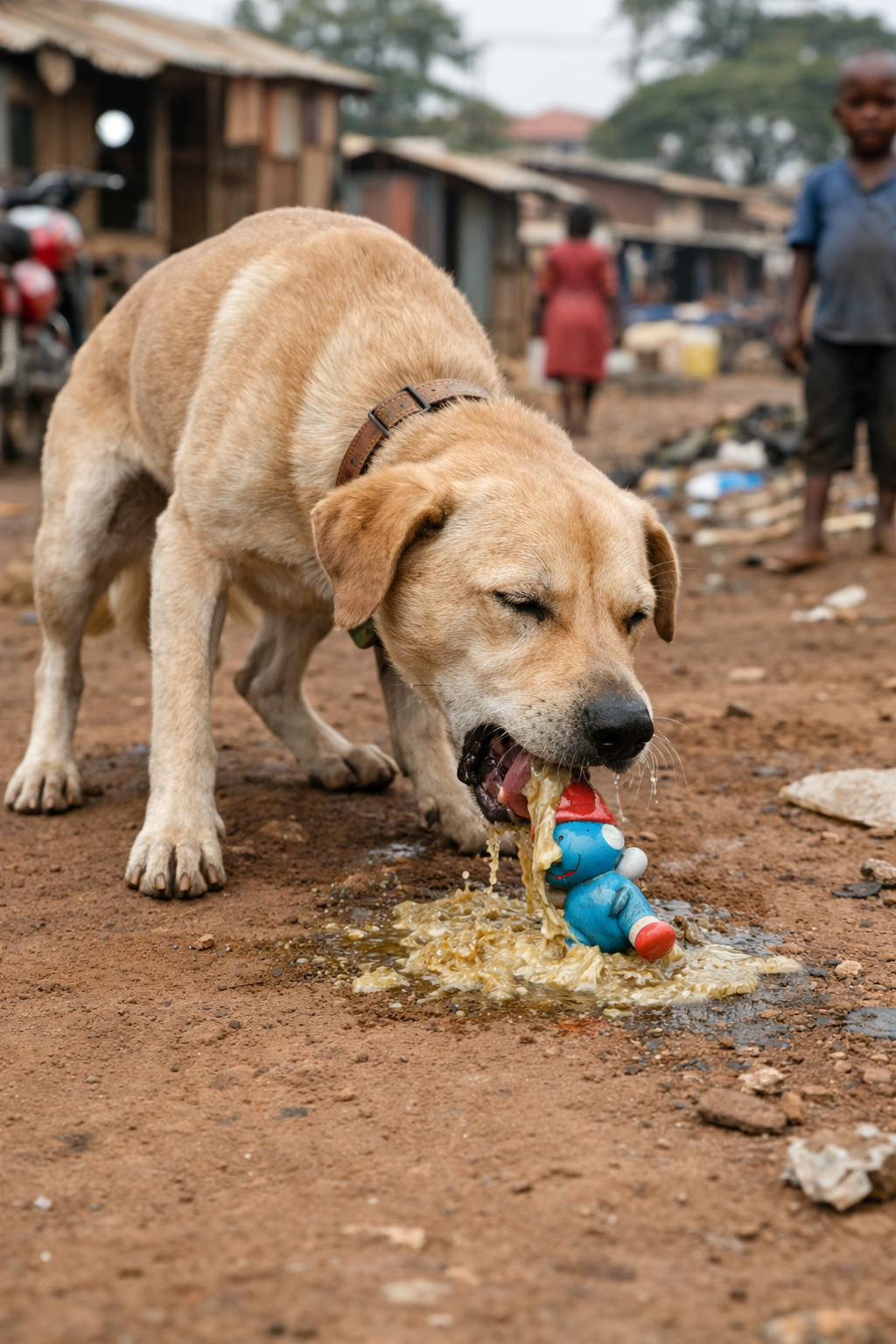 Dog vomiting after swallowing foreign object in Kampala